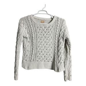 Aero Hygge Sweater Women's Small Cream Cable Knit Long Sleeve Cozy Pullover